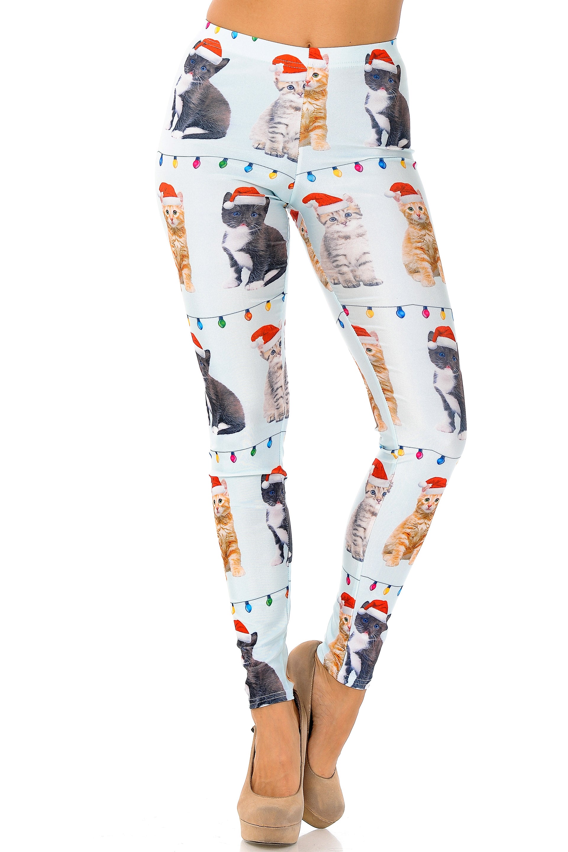 Cats in Hats Christmas Leggings - Plus Size - 1XL 2XL 3XL