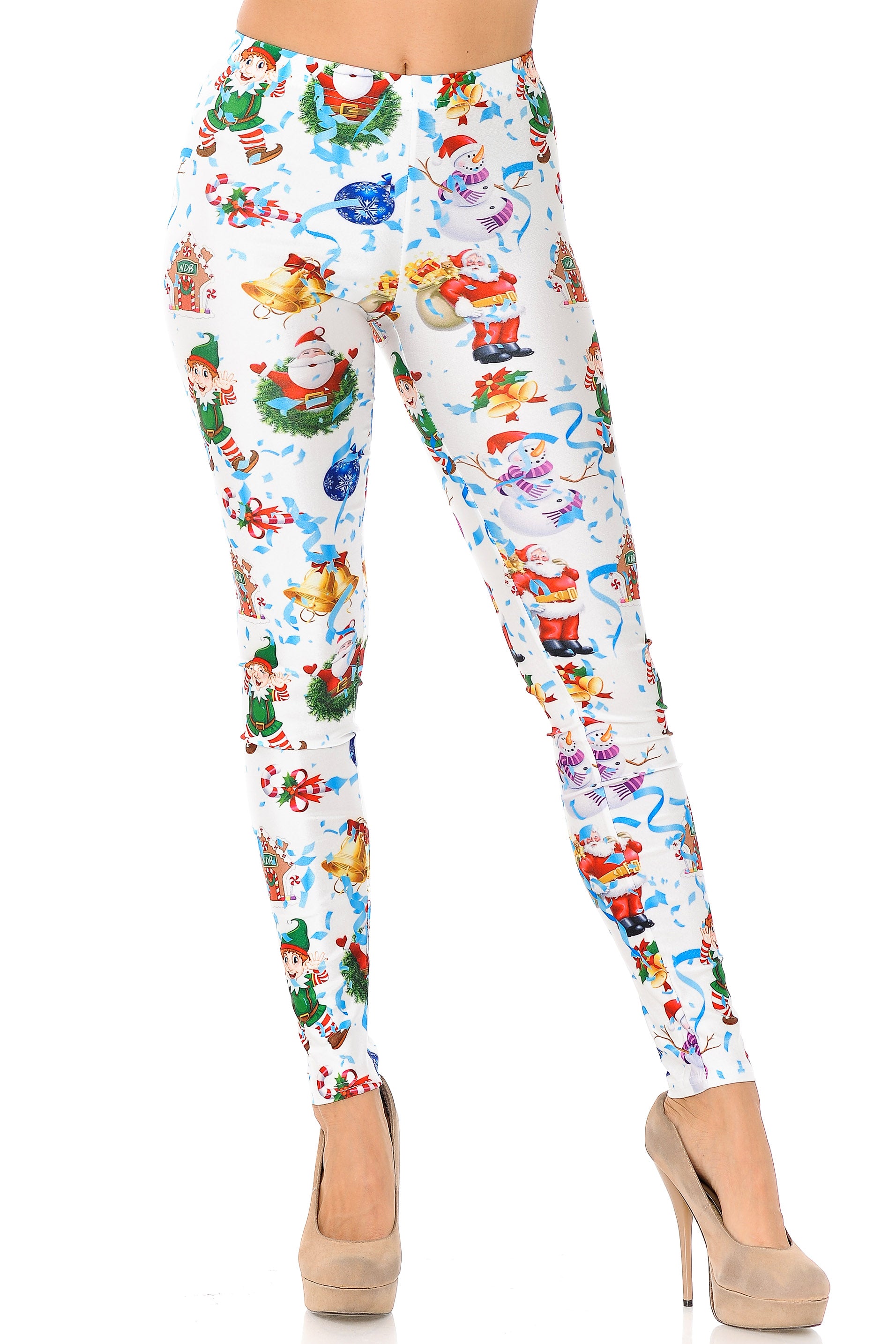 White Wonderful Festive Christmas Leggings - Plus Size - 1XL 2XL 3XL