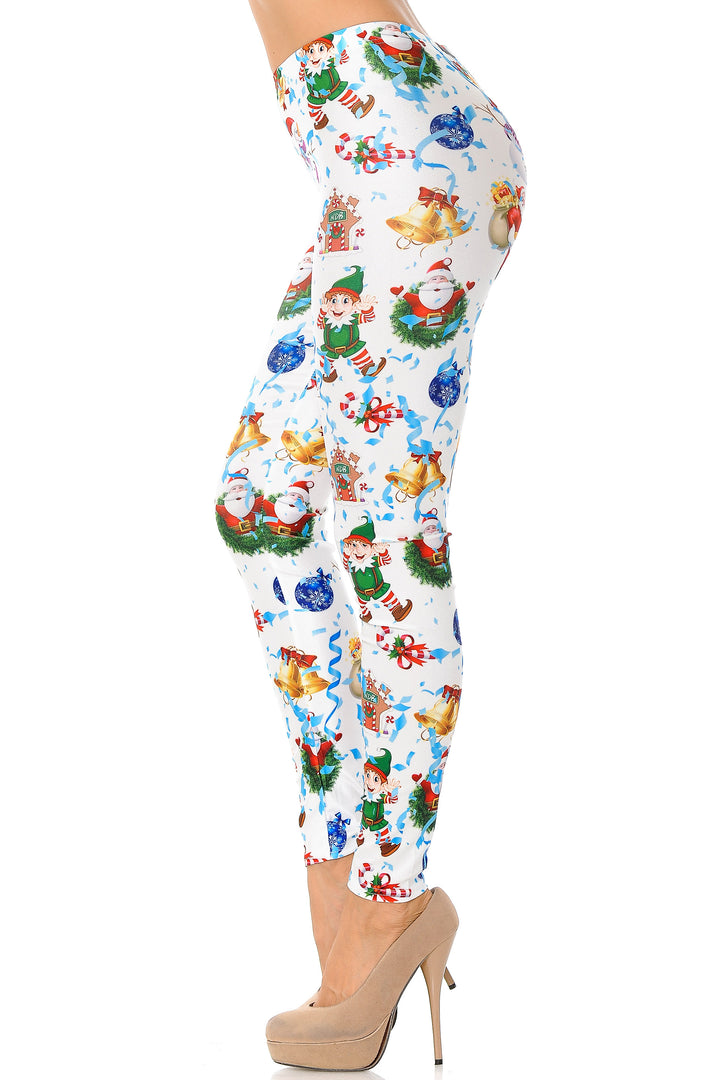White Wonderful Festive Christmas Leggings - Plus Size - 1XL 2XL 3XL