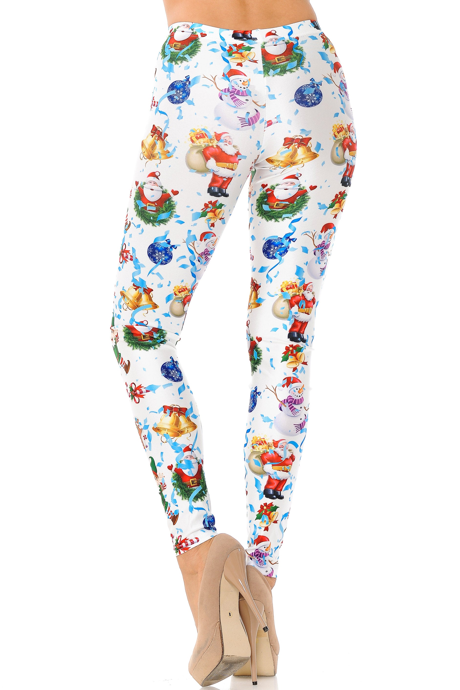 White Wonderful Festive Christmas Leggings - Plus Size - 1XL 2XL 3XL