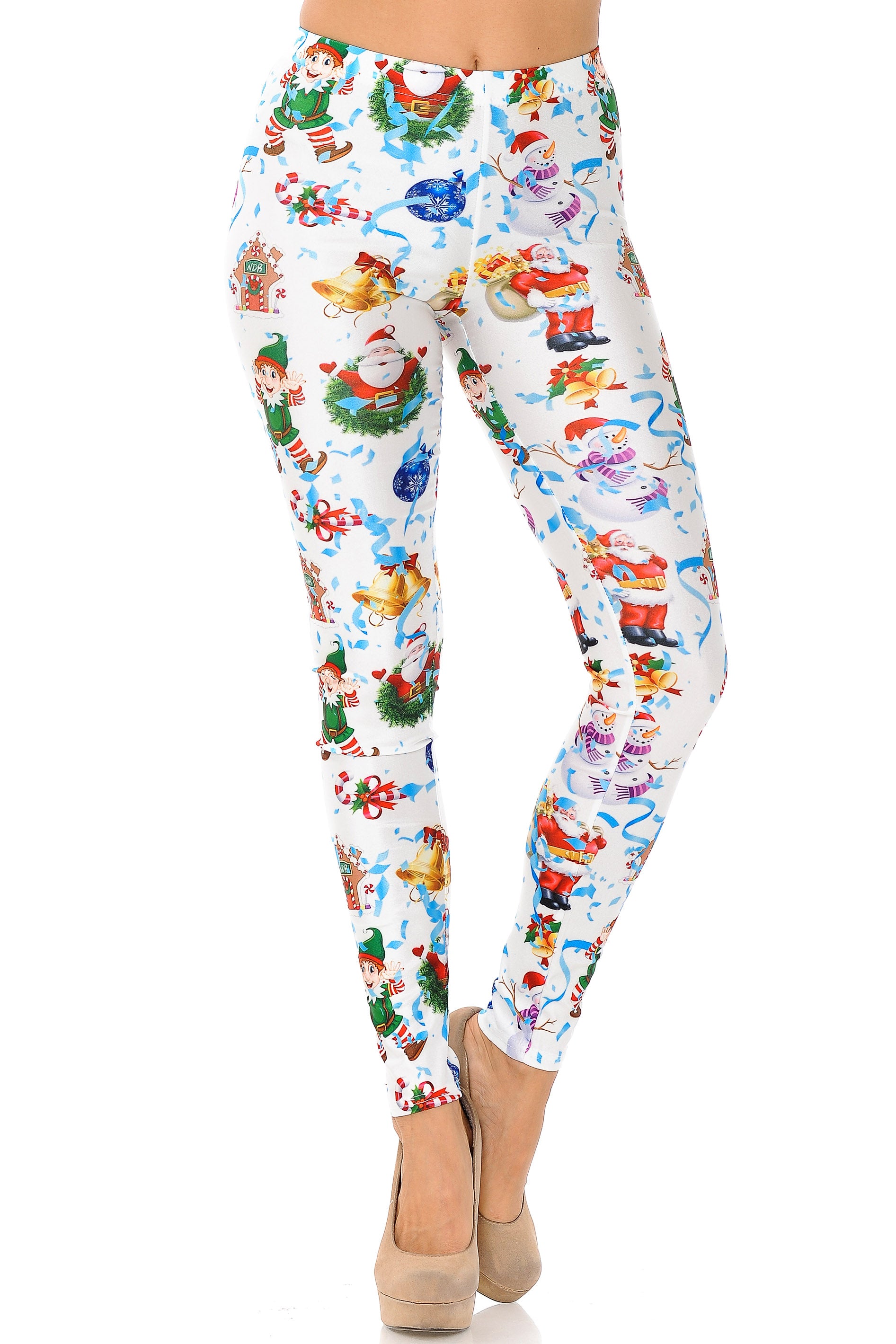 White Wonderful Festive Christmas Leggings - Plus Size - 1XL 2XL 3XL