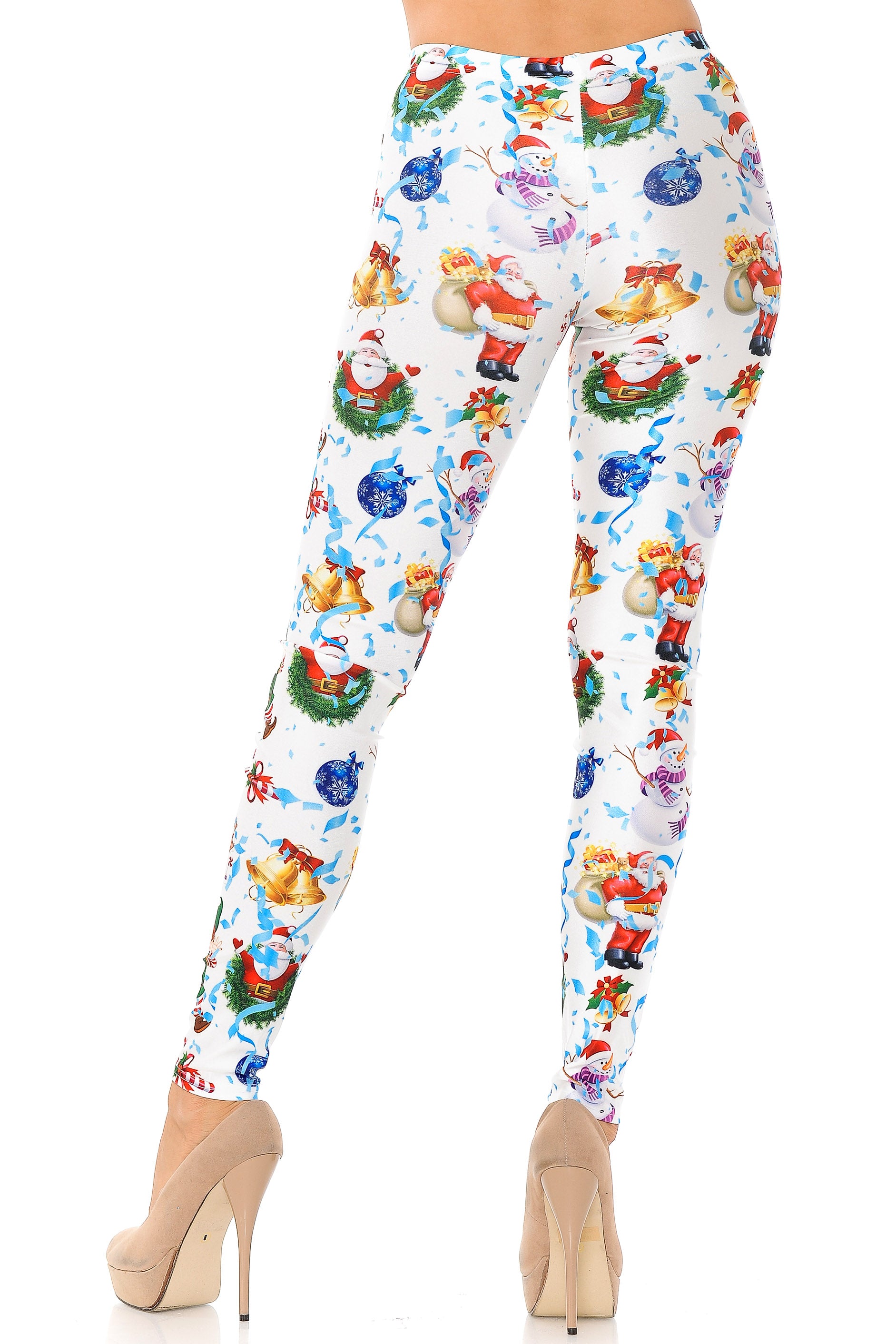 White Wonderful Festive Christmas Leggings - Plus Size - 1XL 2XL 3XL