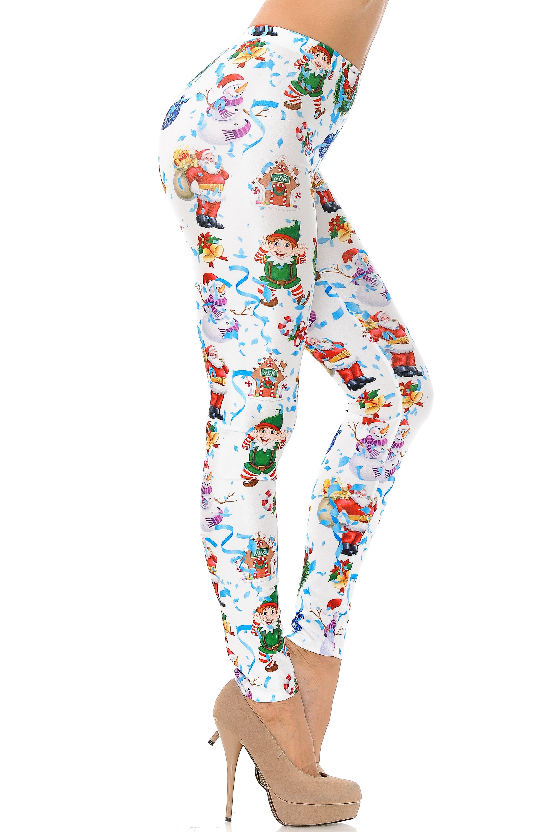 White Wonderful Festive Christmas Leggings - Plus Size - 1XL 2XL 3XL