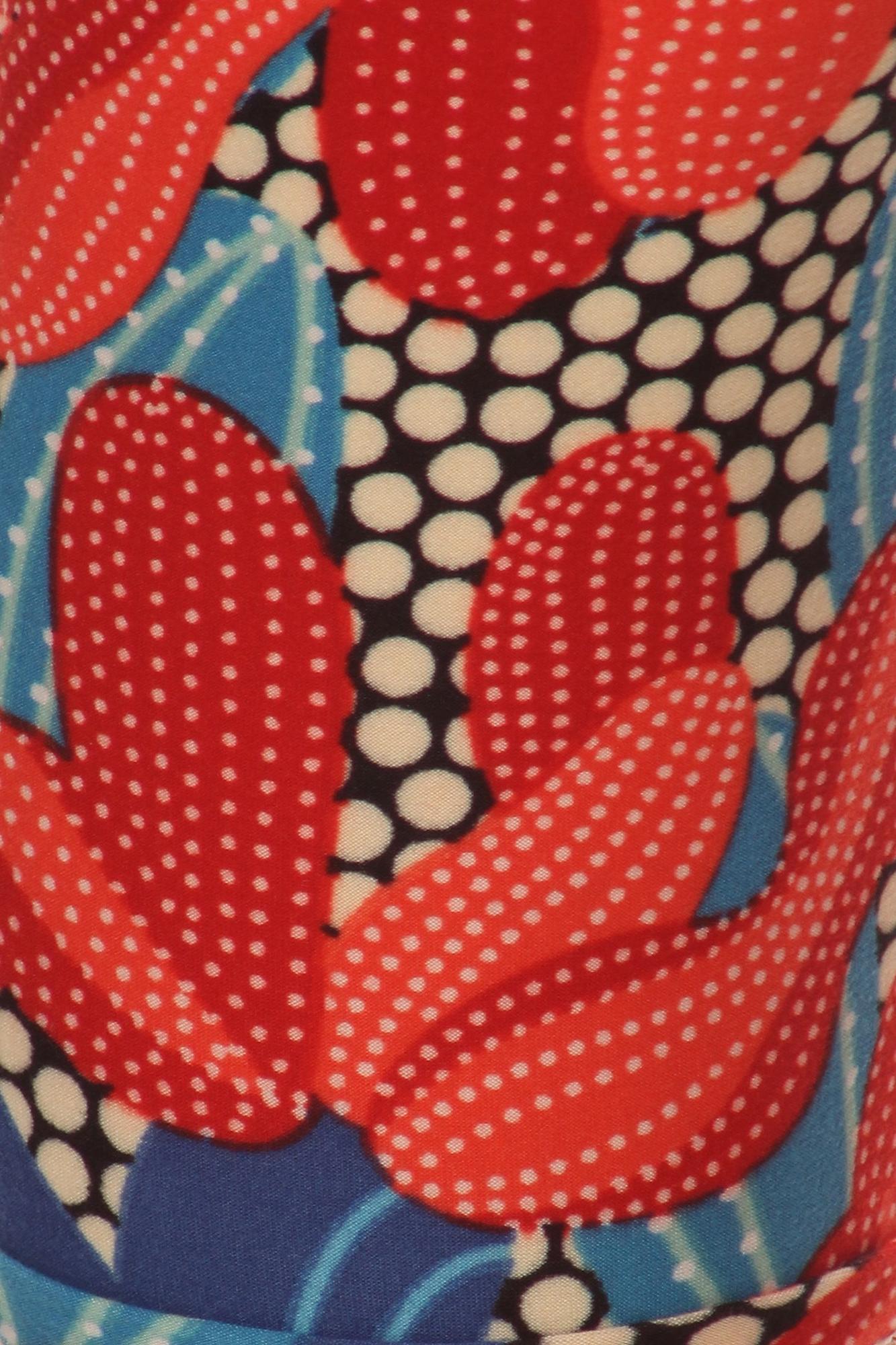 Plus Size - Buttery Soft Red and Blue Cactus Print Leggings