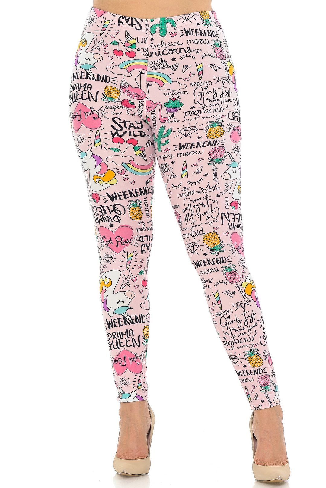 Buttery Soft Weekend Drama Queen Plus Size Leggings (One Size Plus,Pink)
