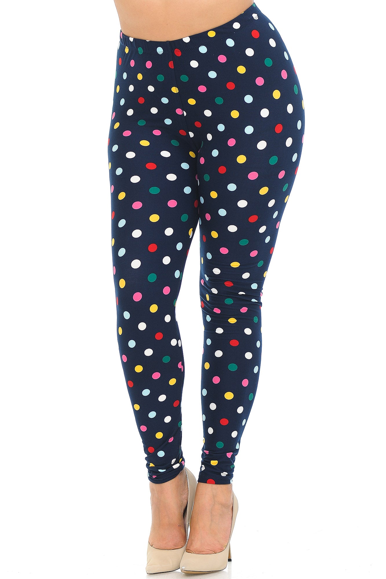Plus Size - Buttery Soft Colorful Polka Dot Print Leggings