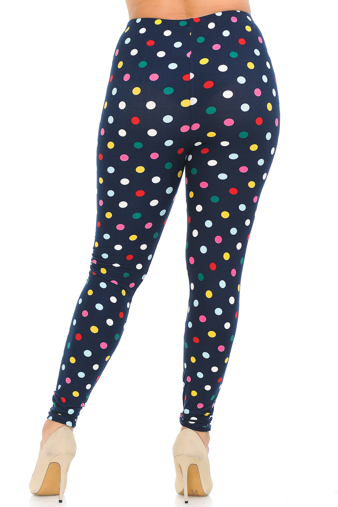 Plus Size - Buttery Soft Colorful Polka Dot Print Leggings