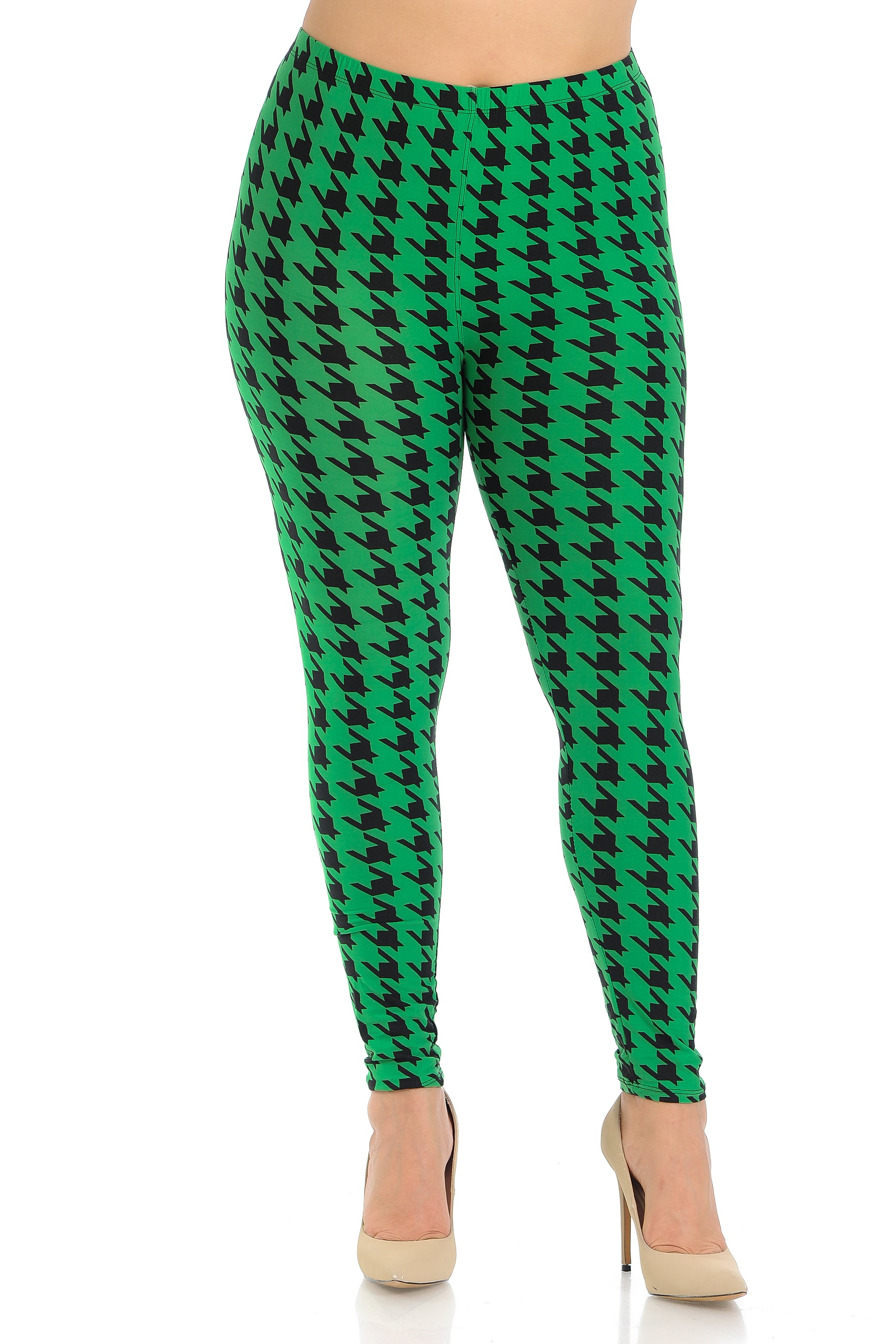 Plus Size - Buttery Soft Holiday Houndstooth Print Leggings