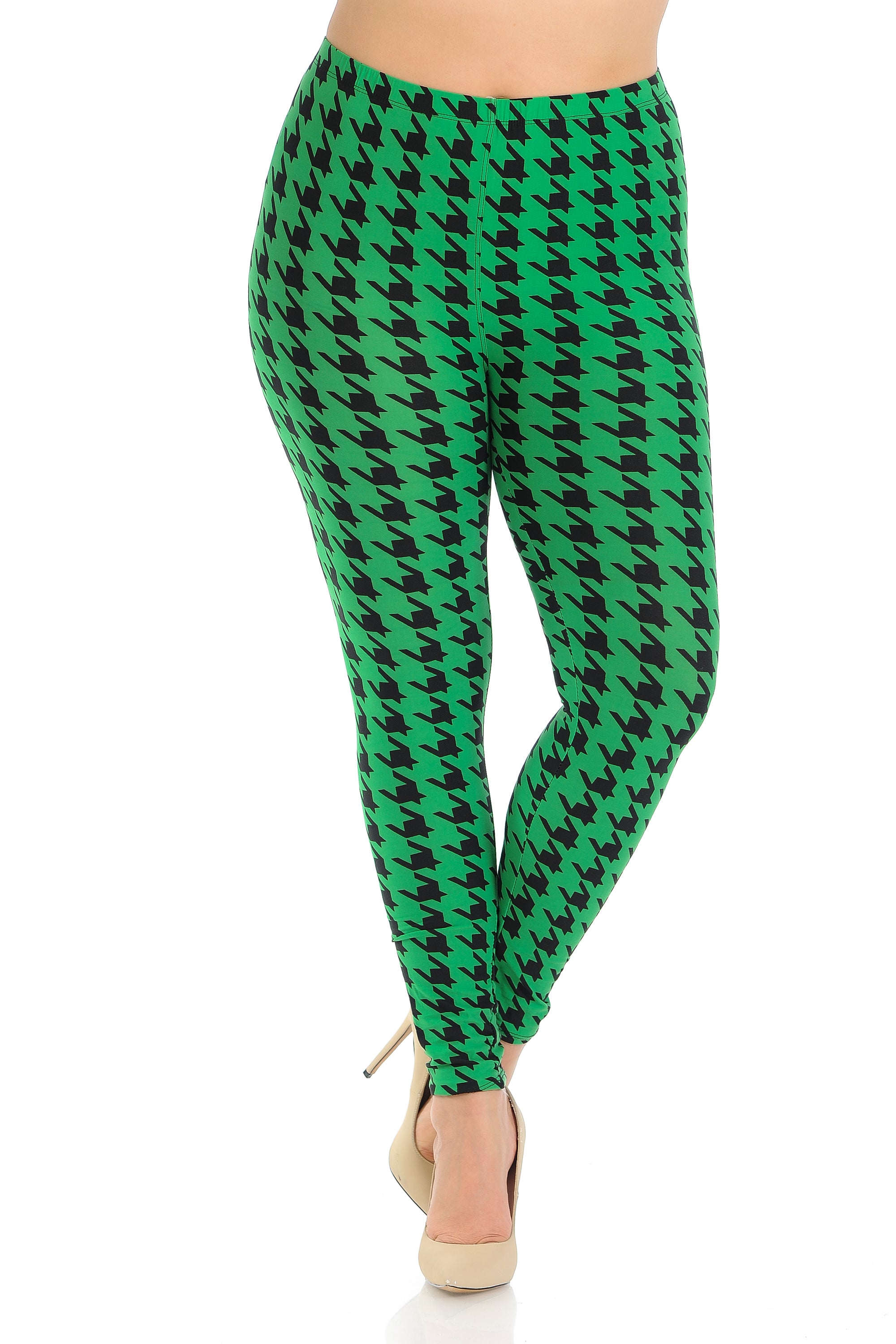Plus Size - Buttery Soft Holiday Houndstooth Print Leggings
