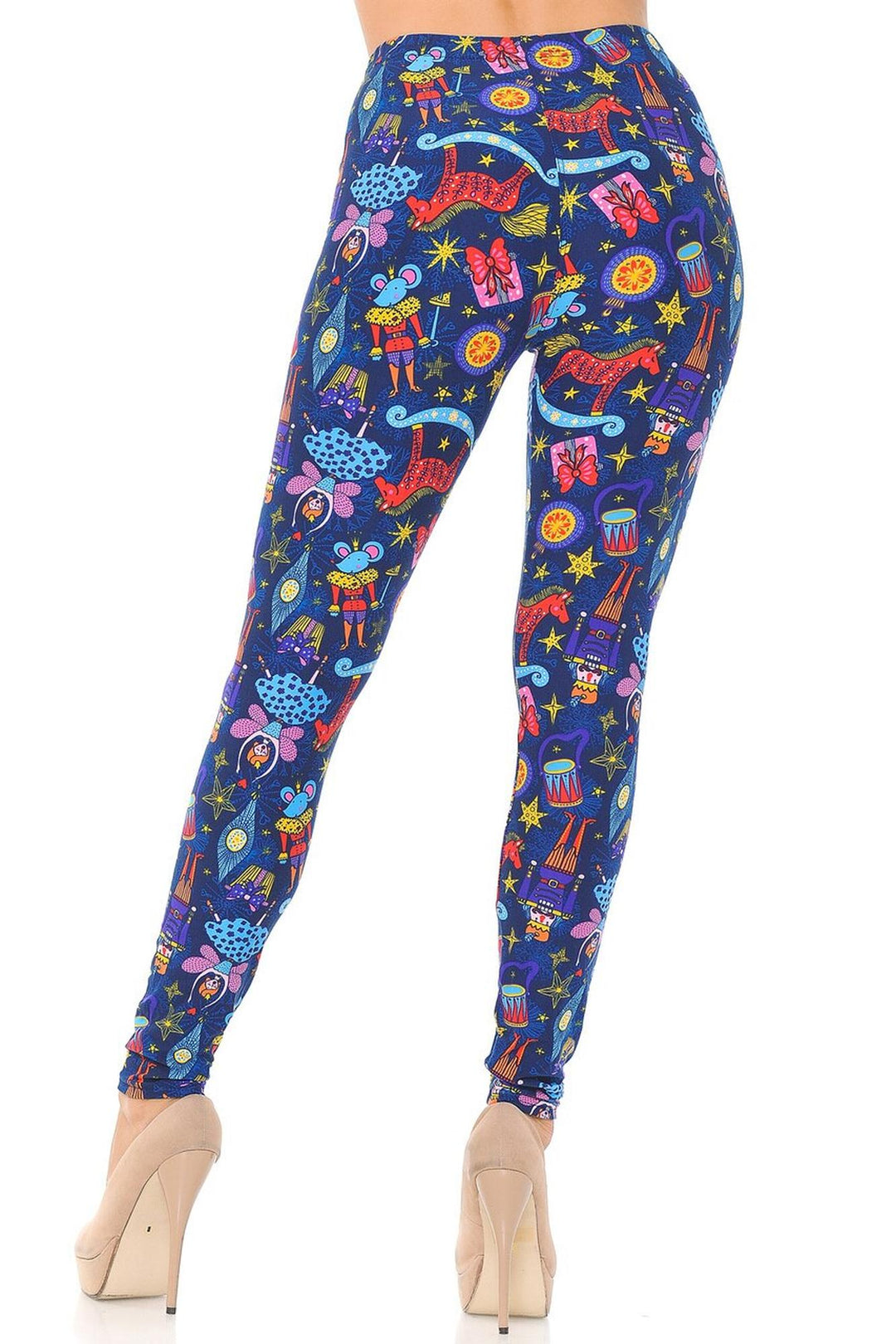 Buttery Soft Nutcracker Christmas Trinkets Plus Size Leggings (One Size Plus,Blue)