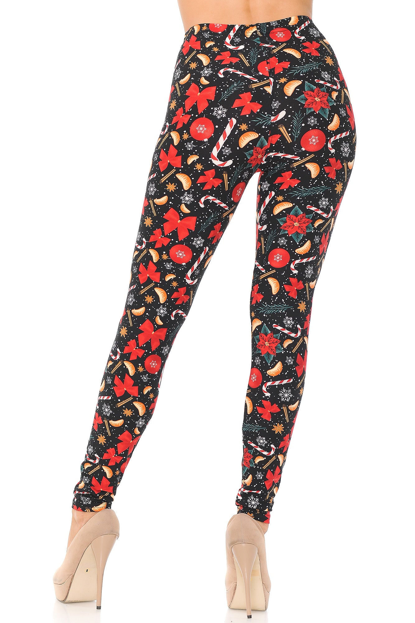 Buttery Soft Traditional Country Christmas Plus Size Leggings (One Size Plus,Red)