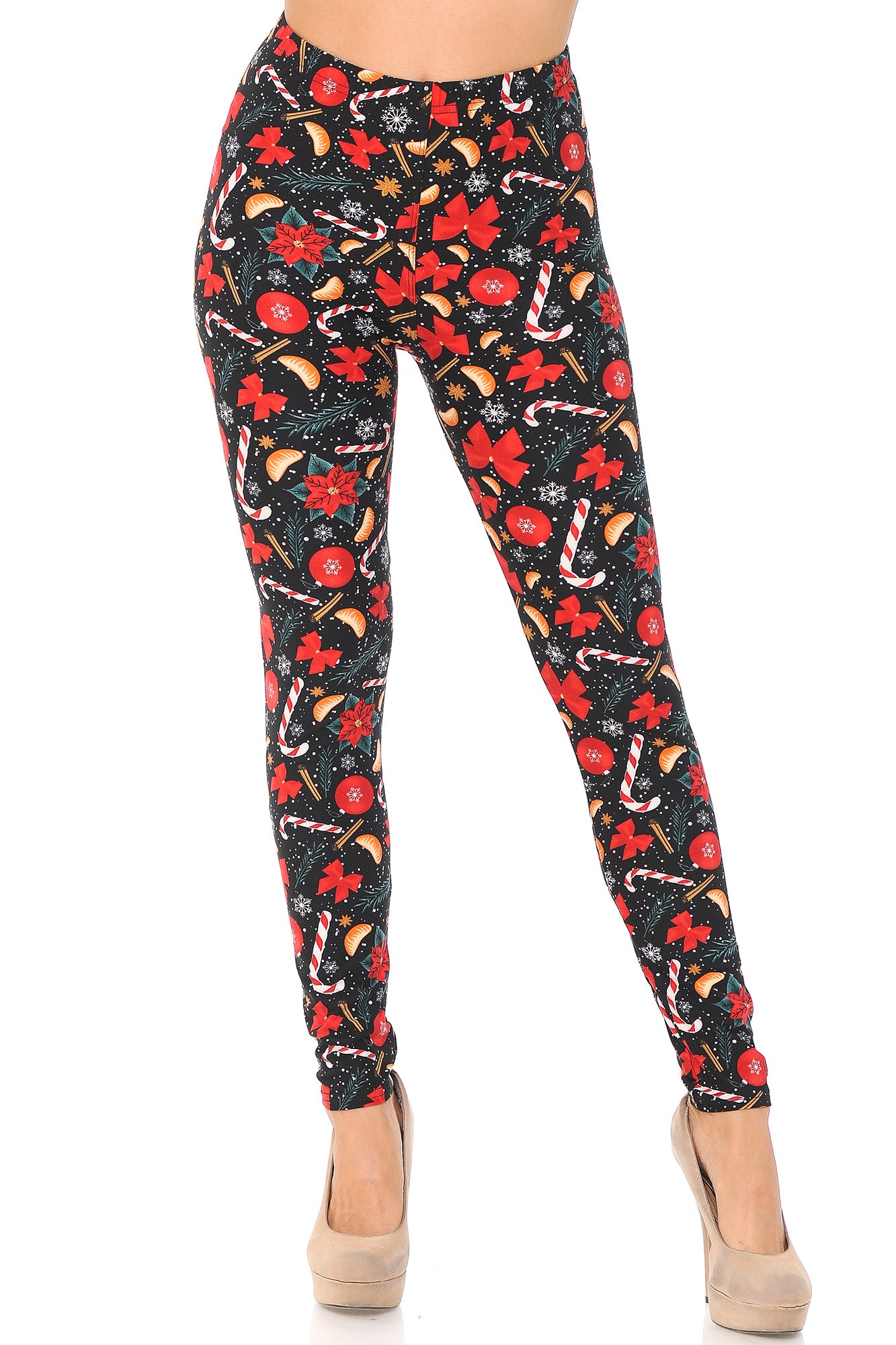 Buttery Soft Traditional Country Christmas Plus Size Leggings (One Size Plus,Red)