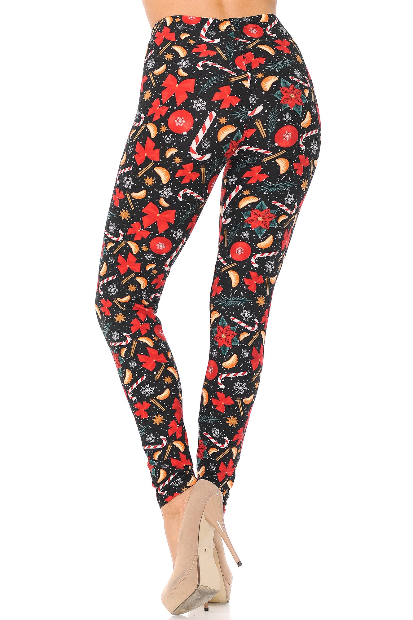 Buttery Soft Traditional Country Christmas Plus Size Leggings (One Size Plus,Red)