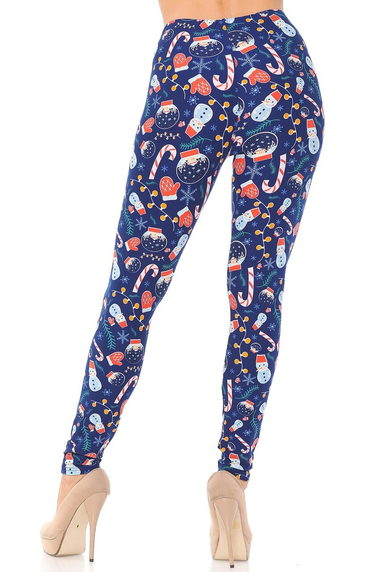 Buttery Soft Memories of Christmas Plus Size Leggings (One Size Plus,Blue)