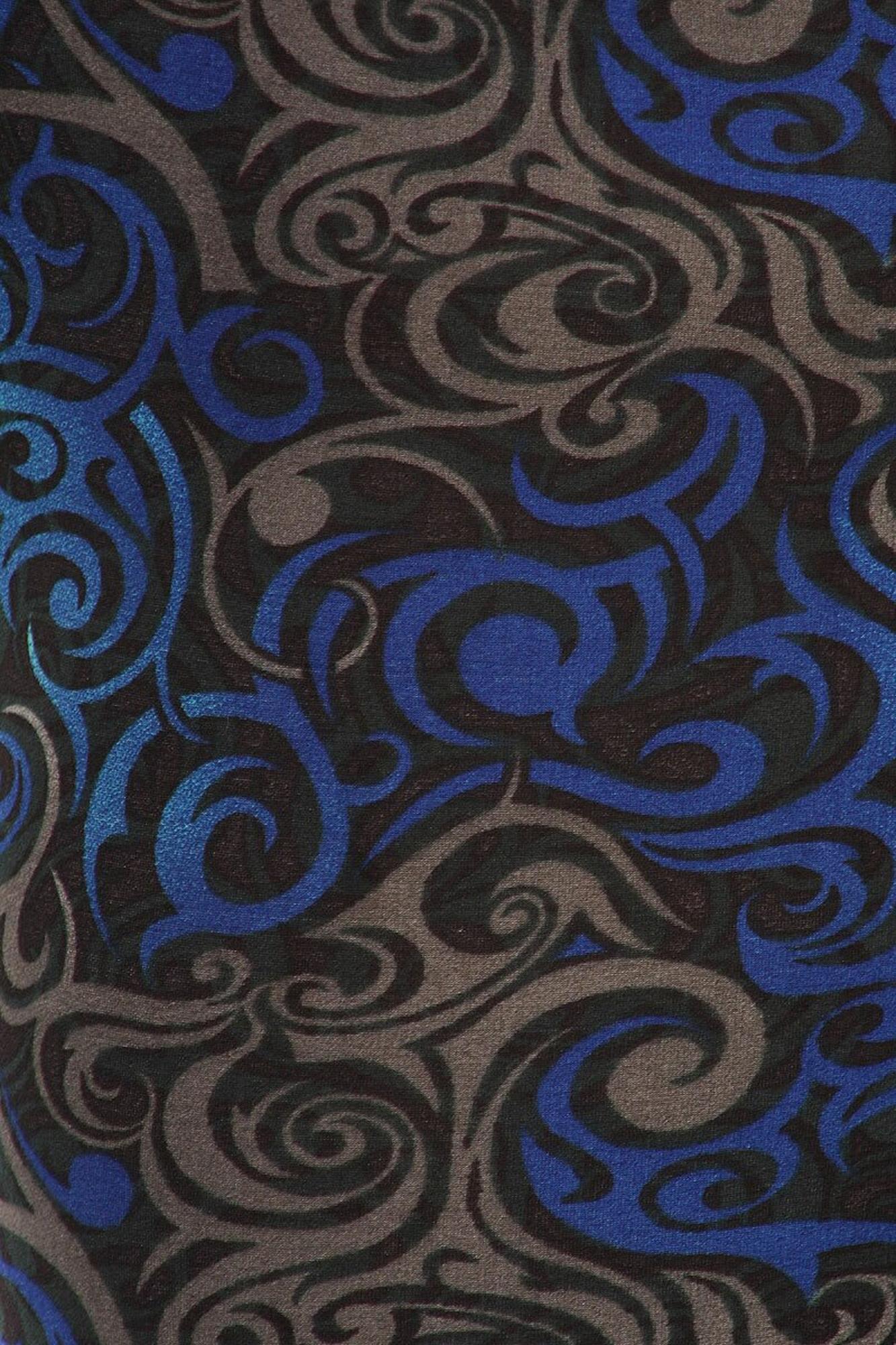 Buttery Soft Blue Tangled Swirl Plus Size Leggings (One Size Plus,Blue)