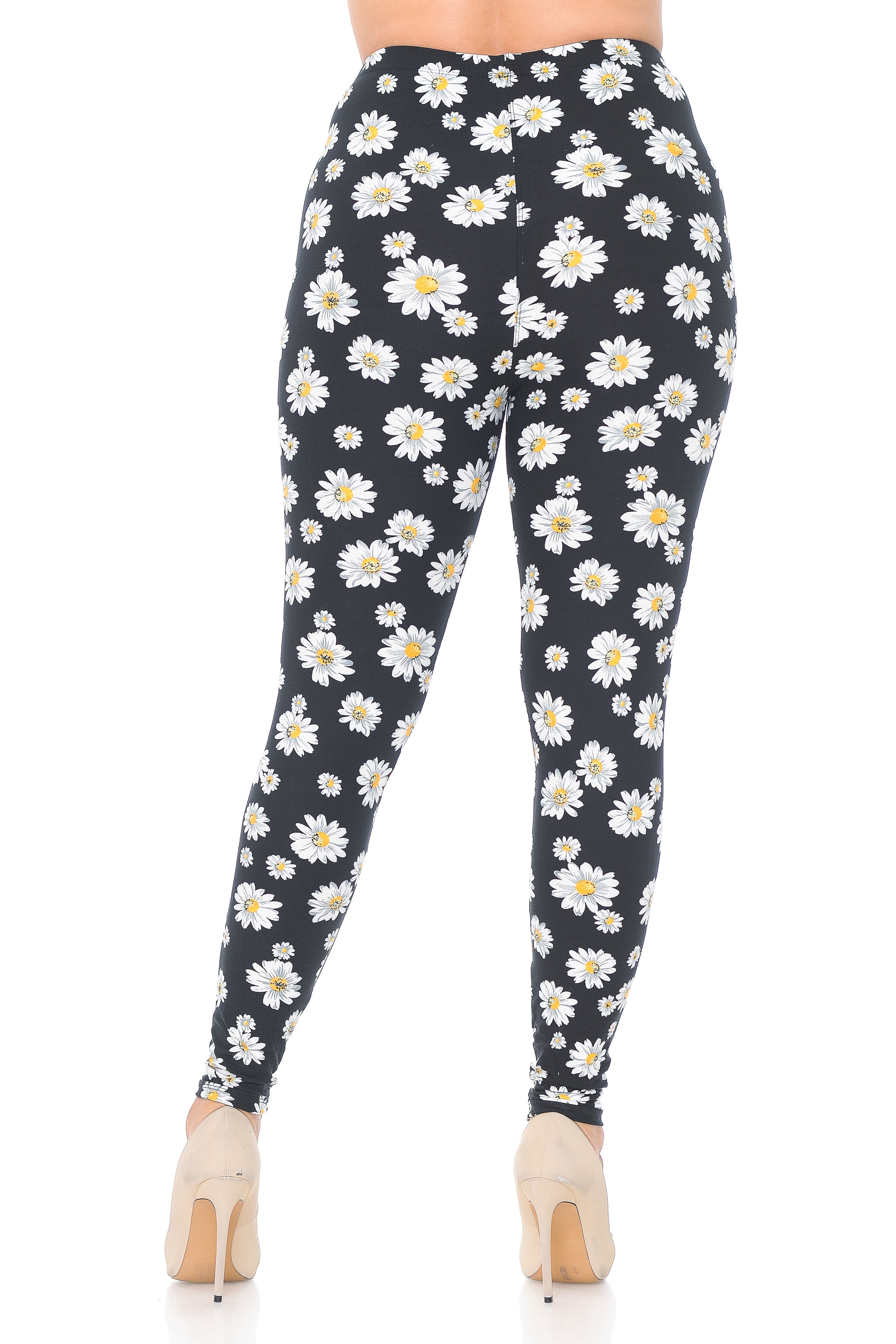 Buttery Soft Daisy Plus Size Leggings (One Size Plus,Black)