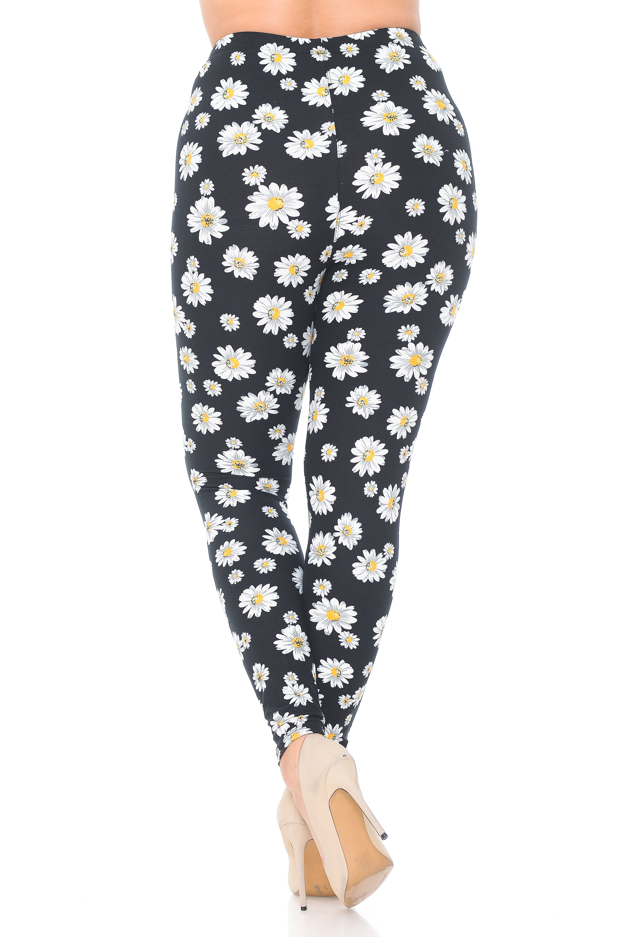 Buttery Soft Daisy Plus Size Leggings (One Size Plus,Black)