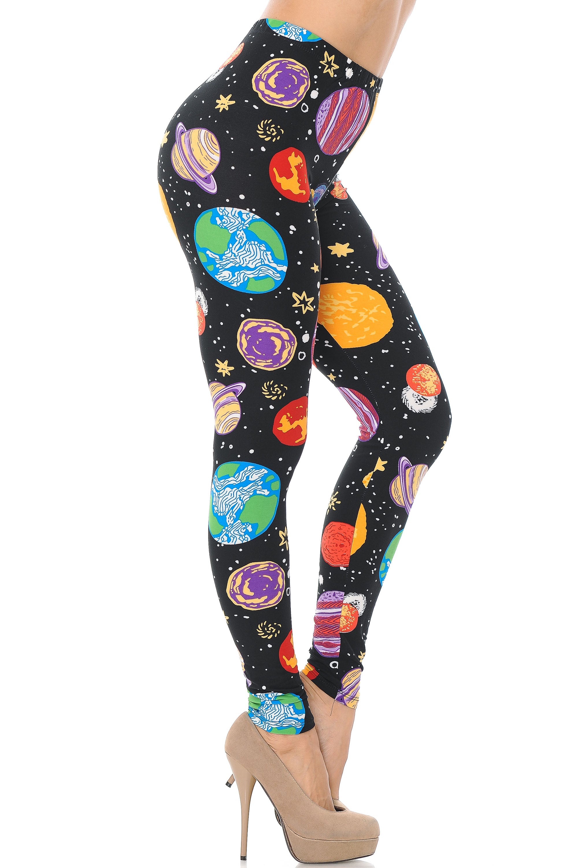 Buttery Smooth Planets in Space Leggings - Plus Size - 1XL 2XL 3XL
