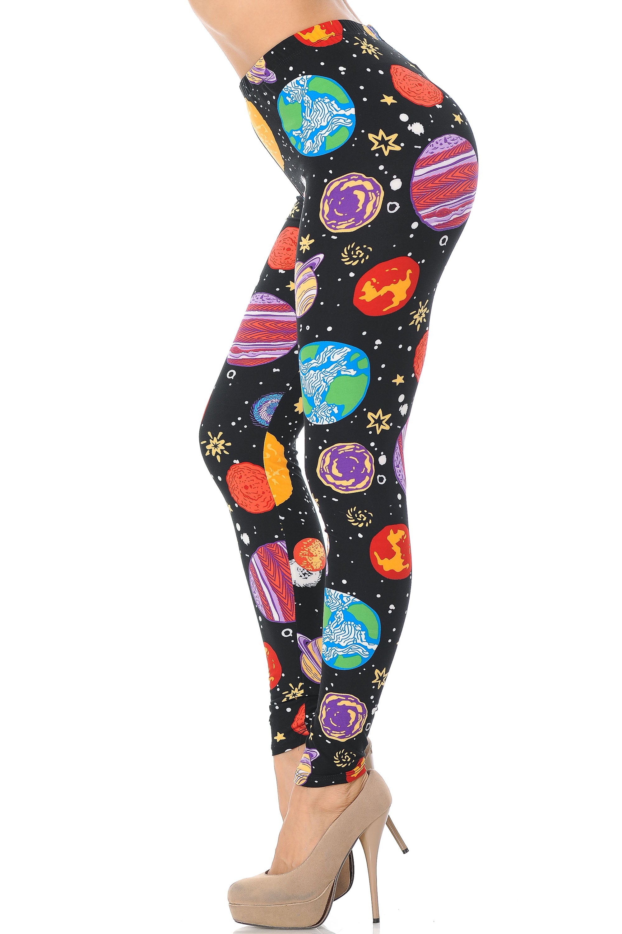 Buttery Smooth Planets in Space Leggings - Plus Size - 1XL 2XL 3XL