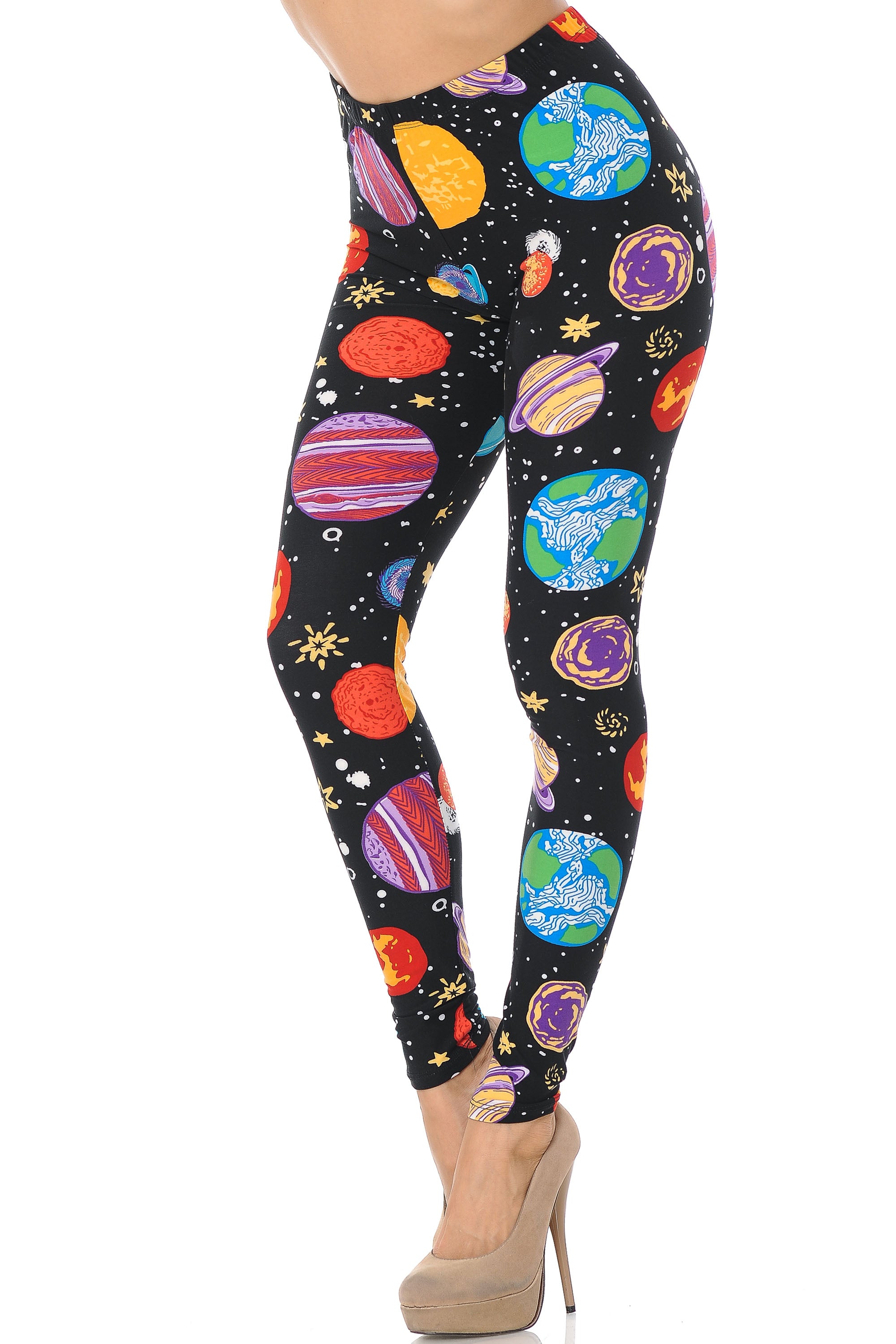 Buttery Smooth Planets in Space Leggings - Plus Size - 1XL 2XL 3XL