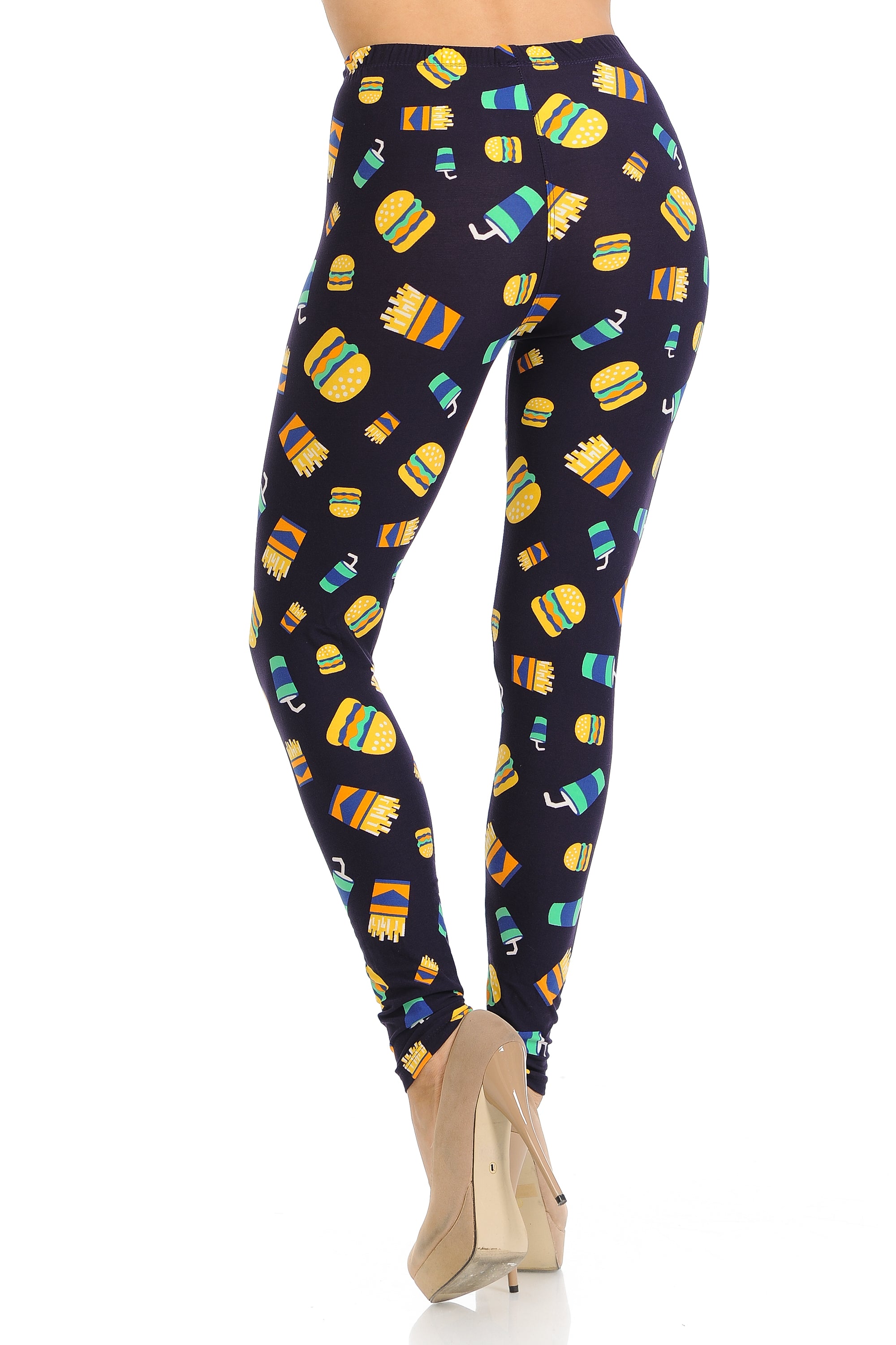 Plus Size - Buttery Soft Fast Food Leggings - One Size Plus