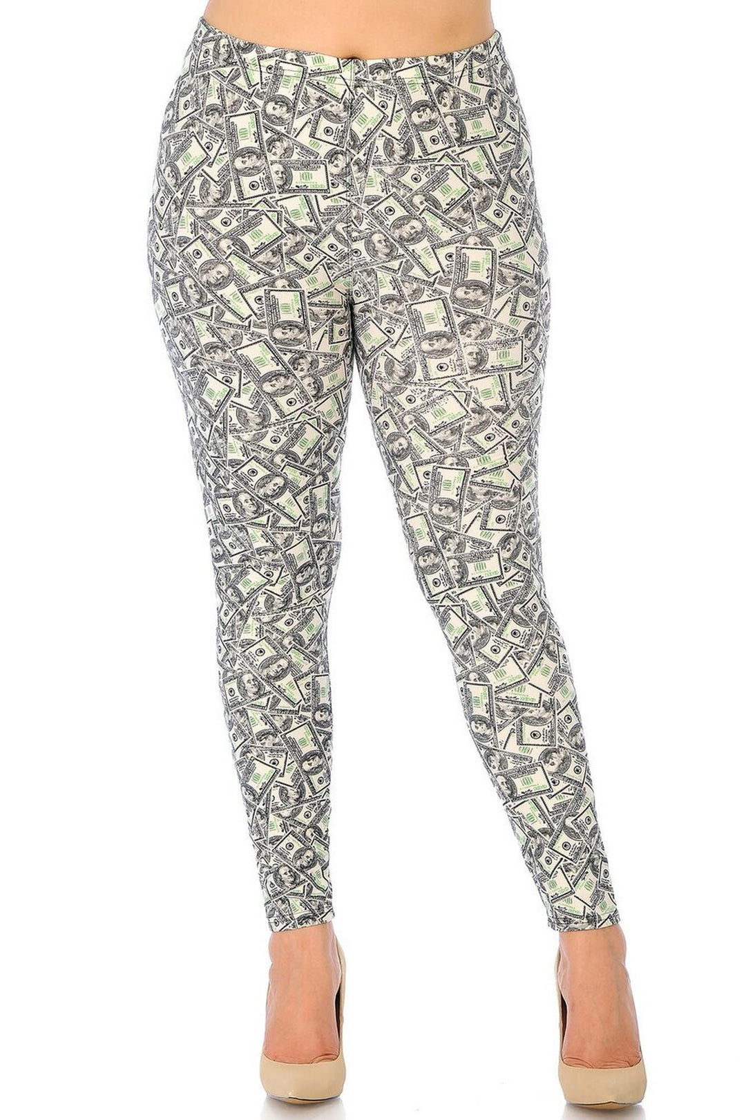 Plus Size - Buttery Soft Money Print Leggings