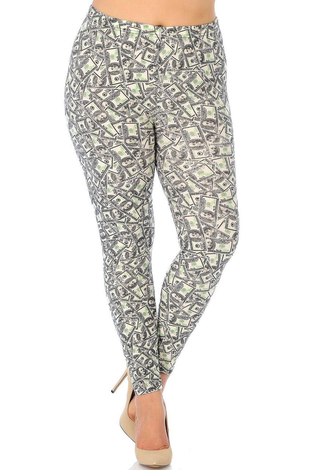 Plus Size - Buttery Soft Money Print Leggings