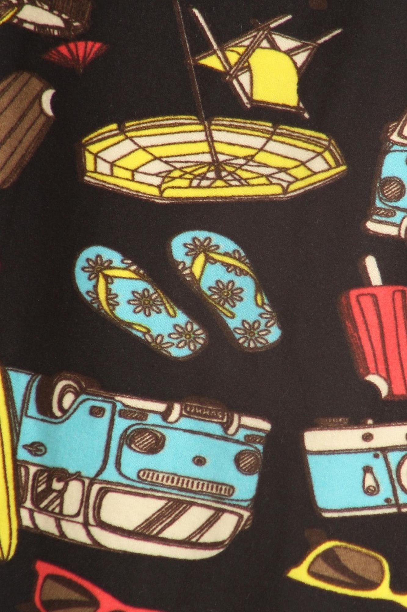 Buttery Soft Hippy Van Summer Holiday Plus Size Leggings (One Size Plus,Black)