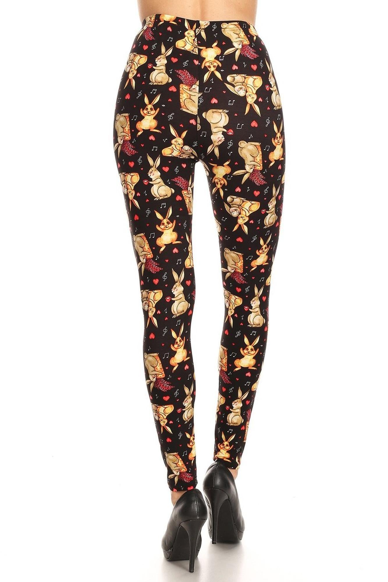 Buttery Soft Bunny Rabbit Plus Size Leggings (One Size Plus,Black)