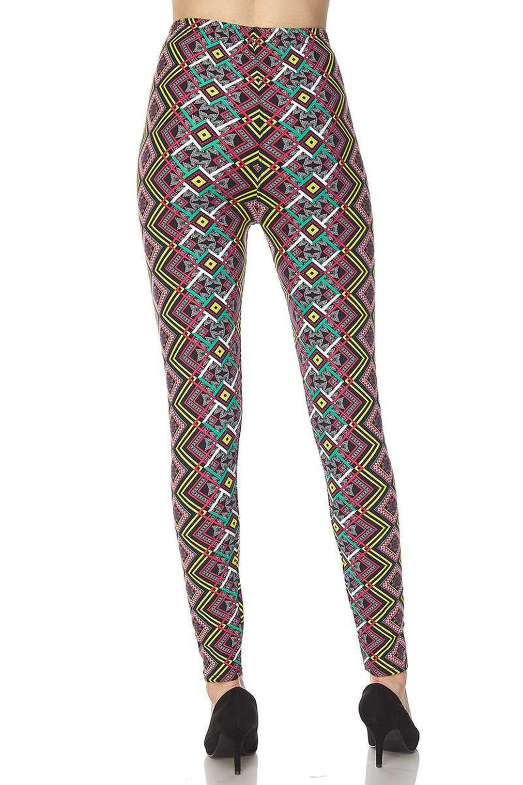 Buttery Soft Angled Colorful Symmetry Plus Size Leggings (One Size Plus,Multi Color Bold)