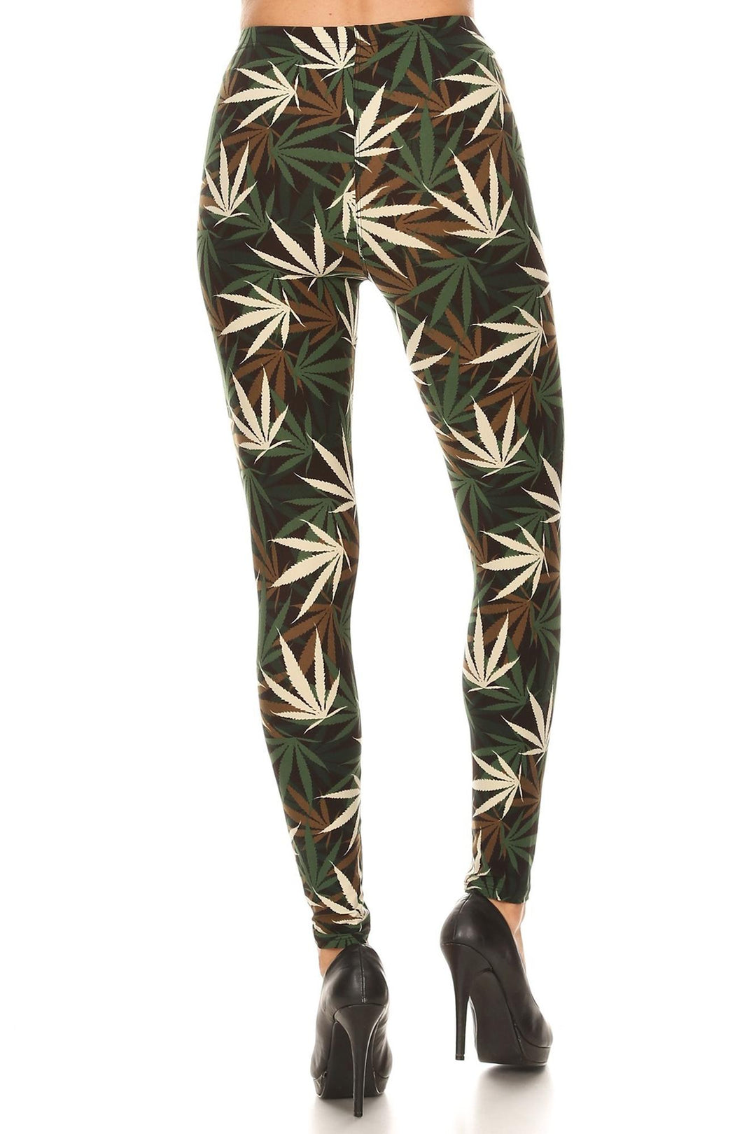 Buttery Soft Earthen Marijuana Plus Size Leggings (One Size Plus,Olive)