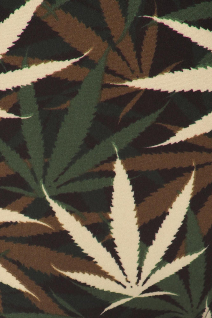 Buttery Soft Earthen Marijuana Plus Size Leggings (One Size Plus,Olive)