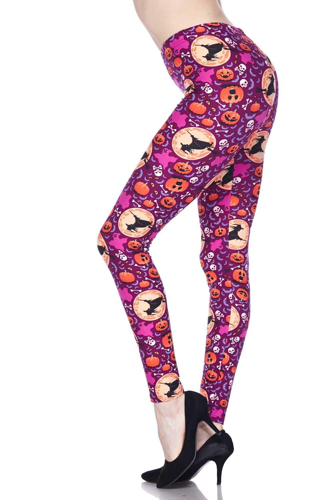 Buttery Soft Wicked Witches Plus Size Leggings (One Size Plus,Magenta)