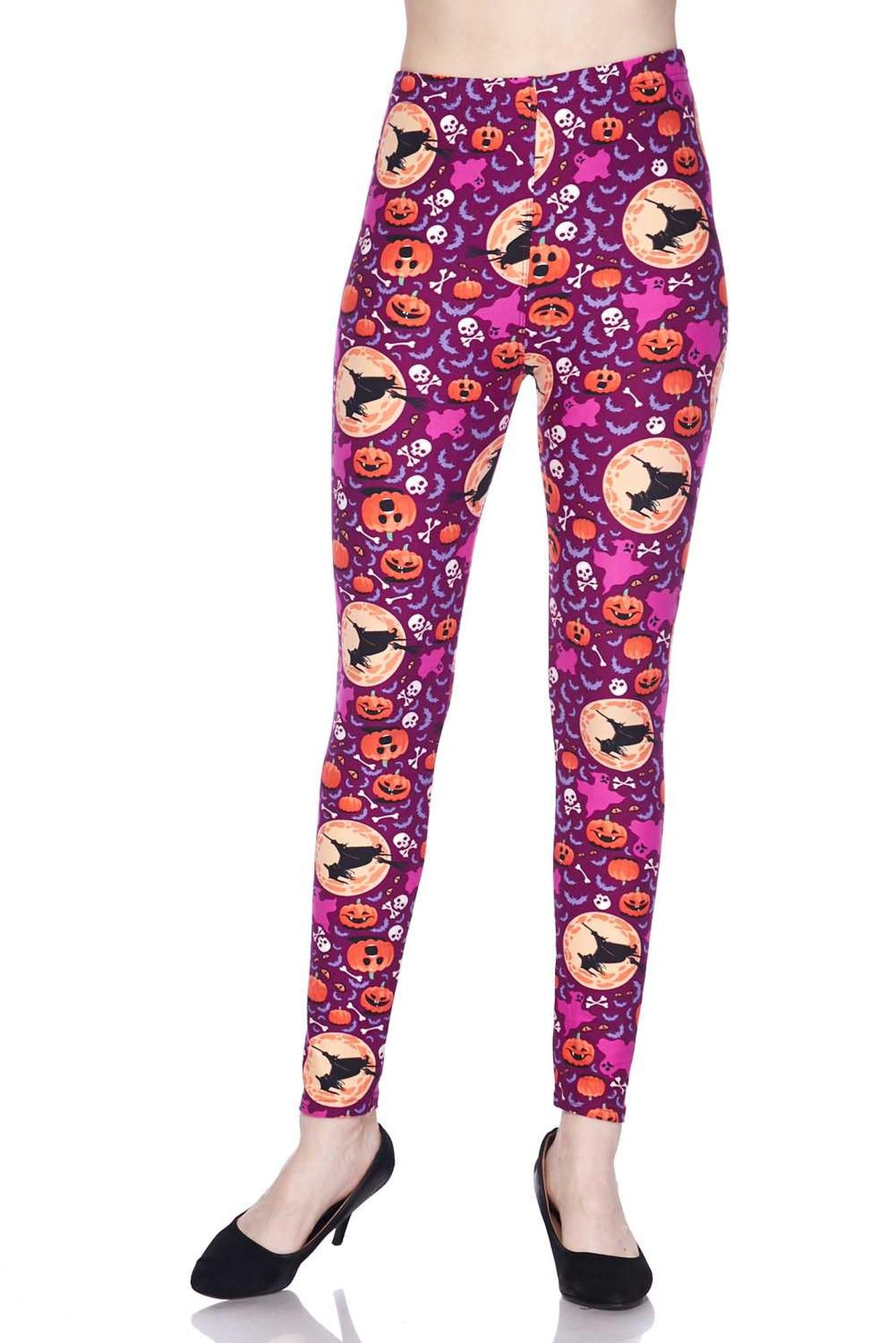Buttery Soft Wicked Witches Plus Size Leggings (One Size Plus,Magenta)