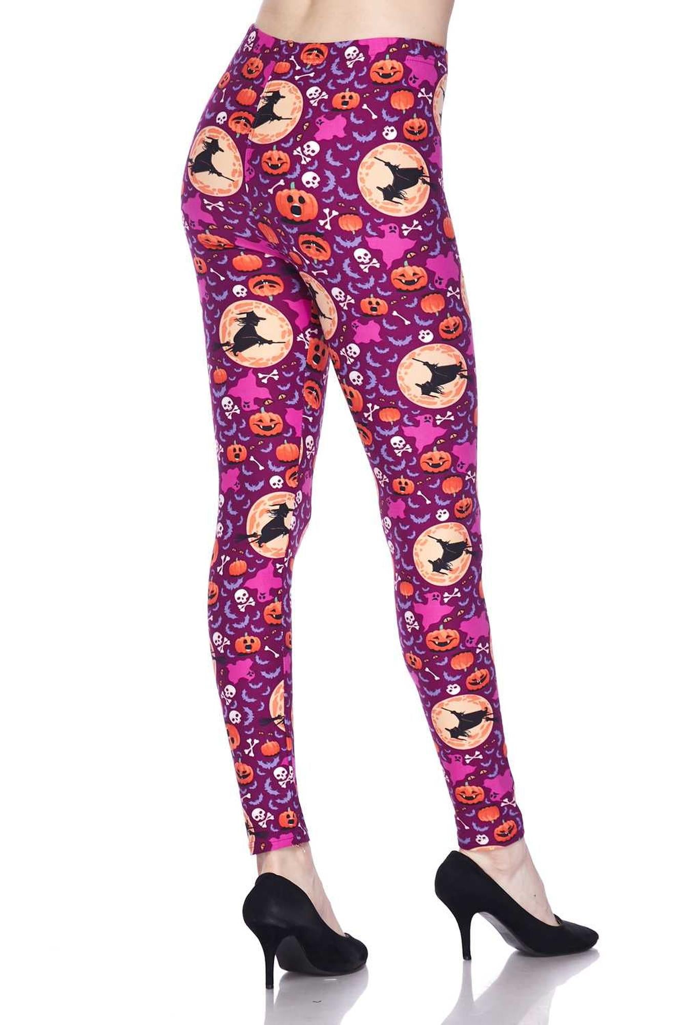 Buttery Soft Wicked Witches Plus Size Leggings (One Size Plus,Magenta)