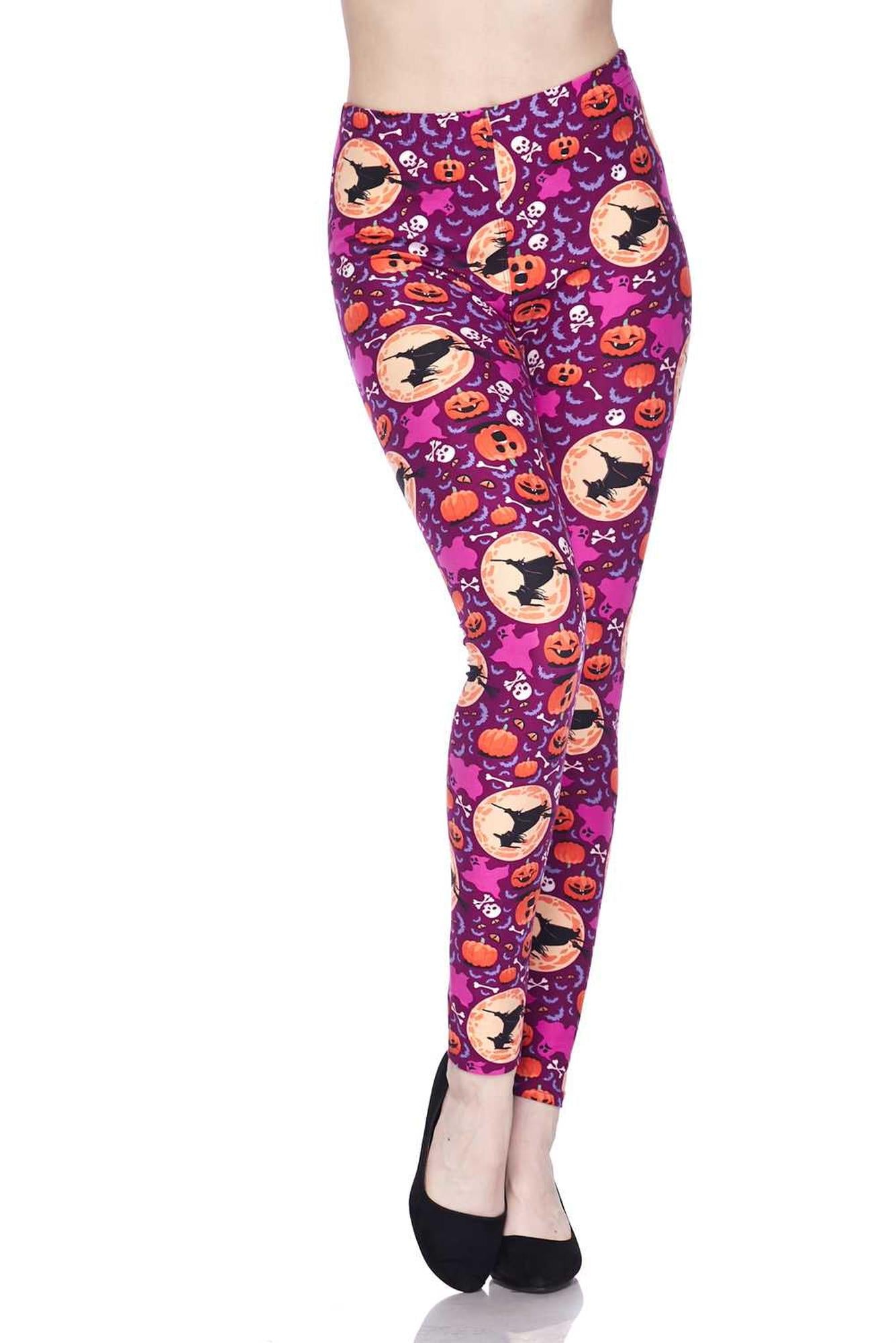 Buttery Soft Wicked Witches Plus Size Leggings (One Size Plus,Magenta)