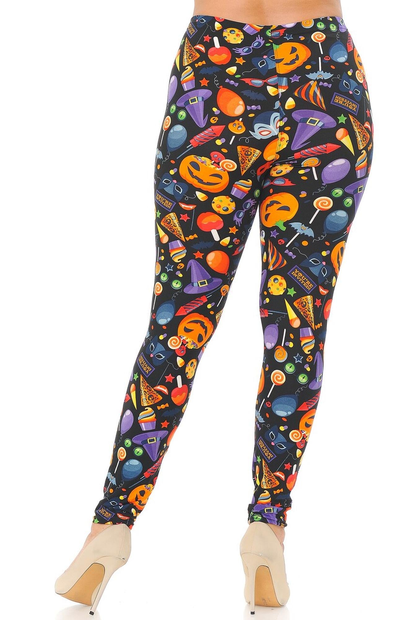 Buttery Soft Halloween Medley Plus Size Leggings (One Size Plus,Multi Color Bold)