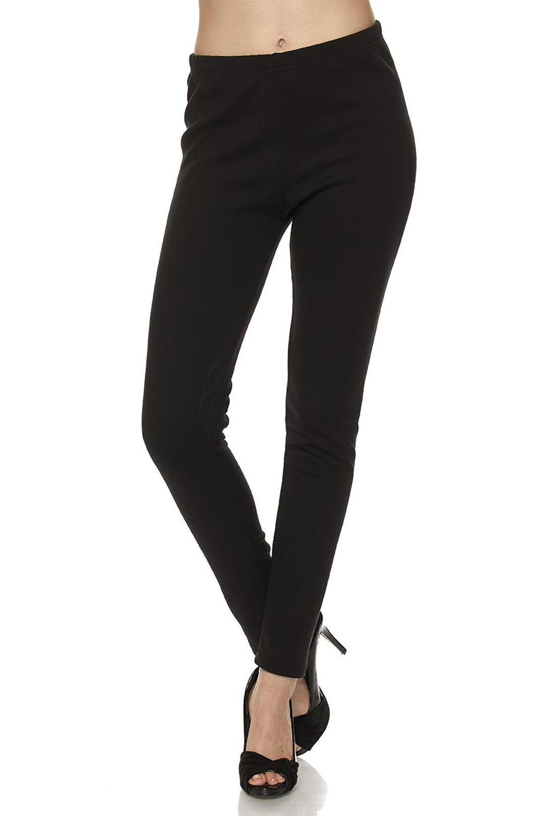 Warm Solid Fur Lined Leggings - Plus Size - 1XL 2XL 3XL