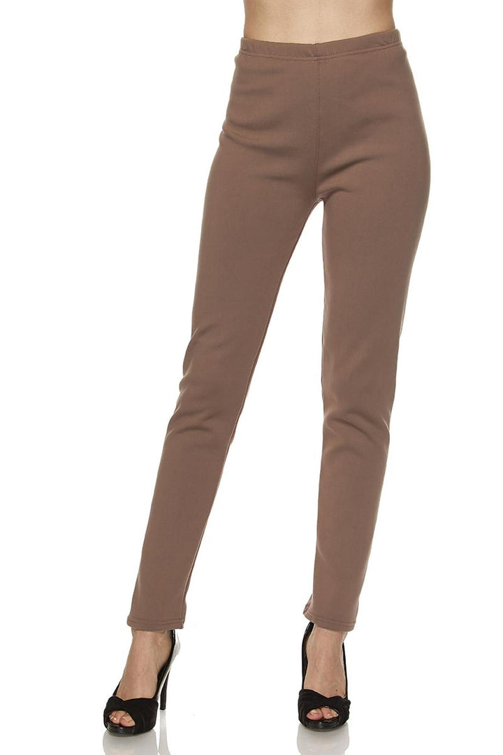 Warm Solid Fur Lined Leggings - Plus Size - 1XL 2XL 3XL