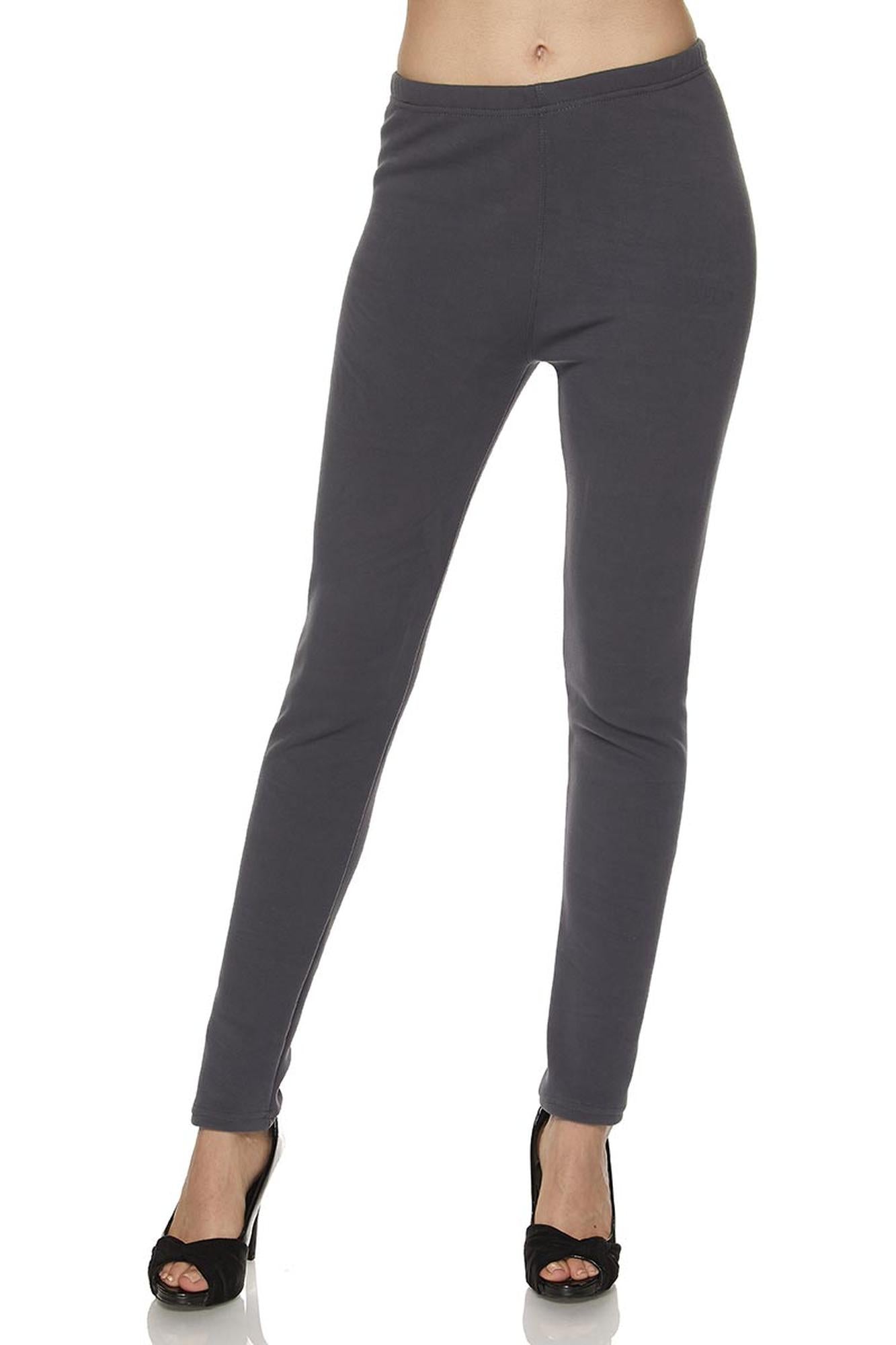 Warm Solid Fur Lined Leggings - Plus Size - 1XL 2XL 3XL