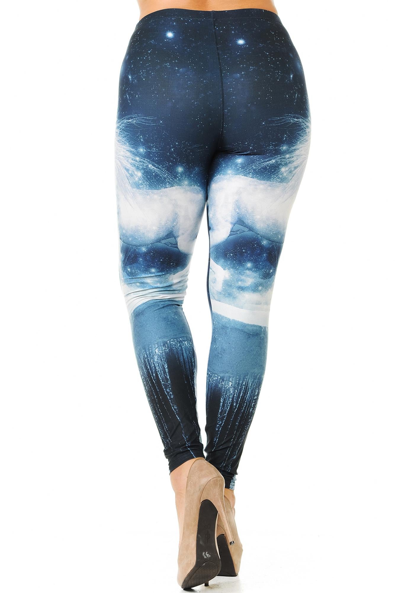 Creamy Soft Epic Unicorn Plus Size Leggings (One Size Plus,Blue)