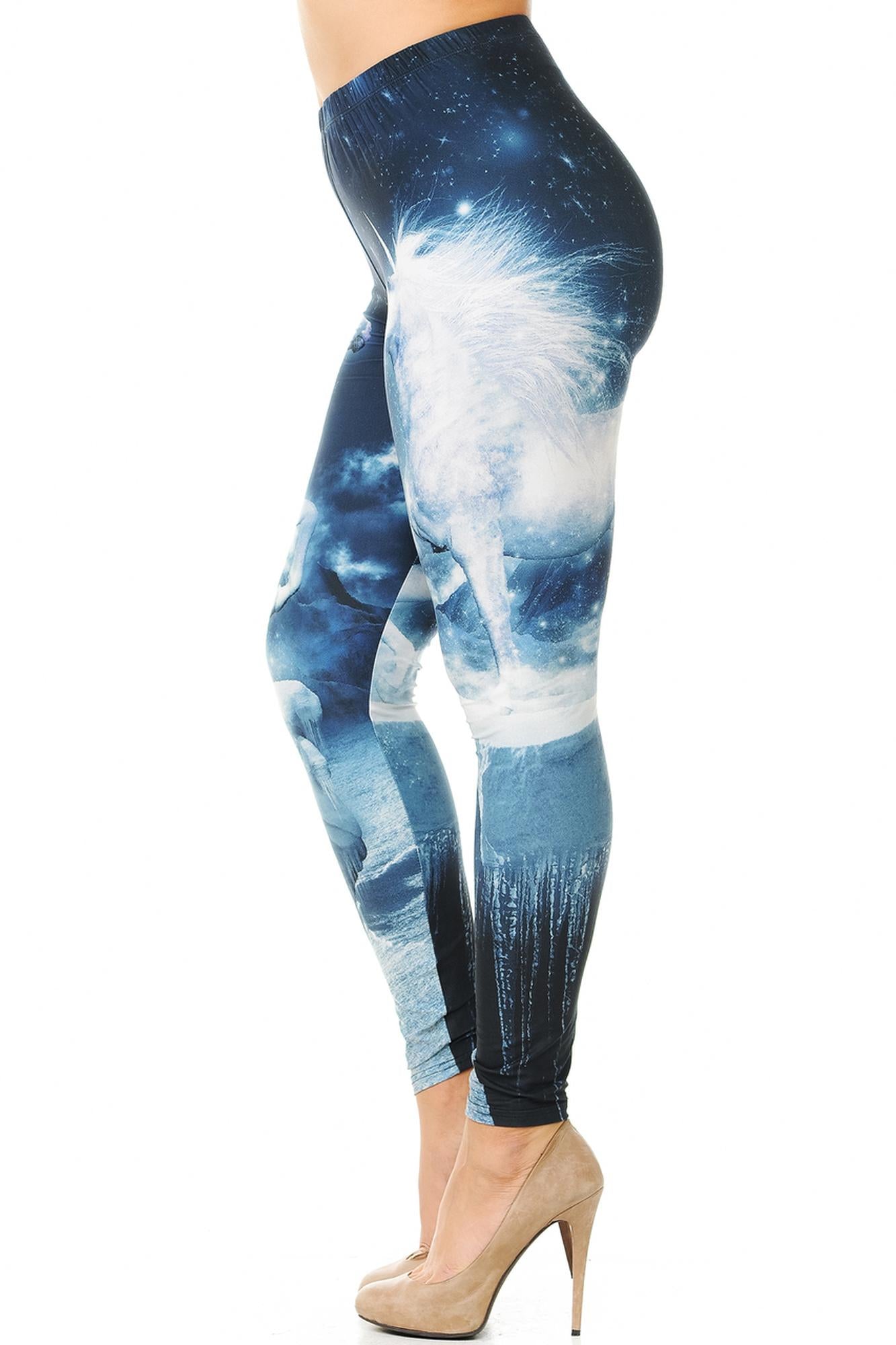 Creamy Soft Epic Unicorn Plus Size Leggings (One Size Plus,Blue)