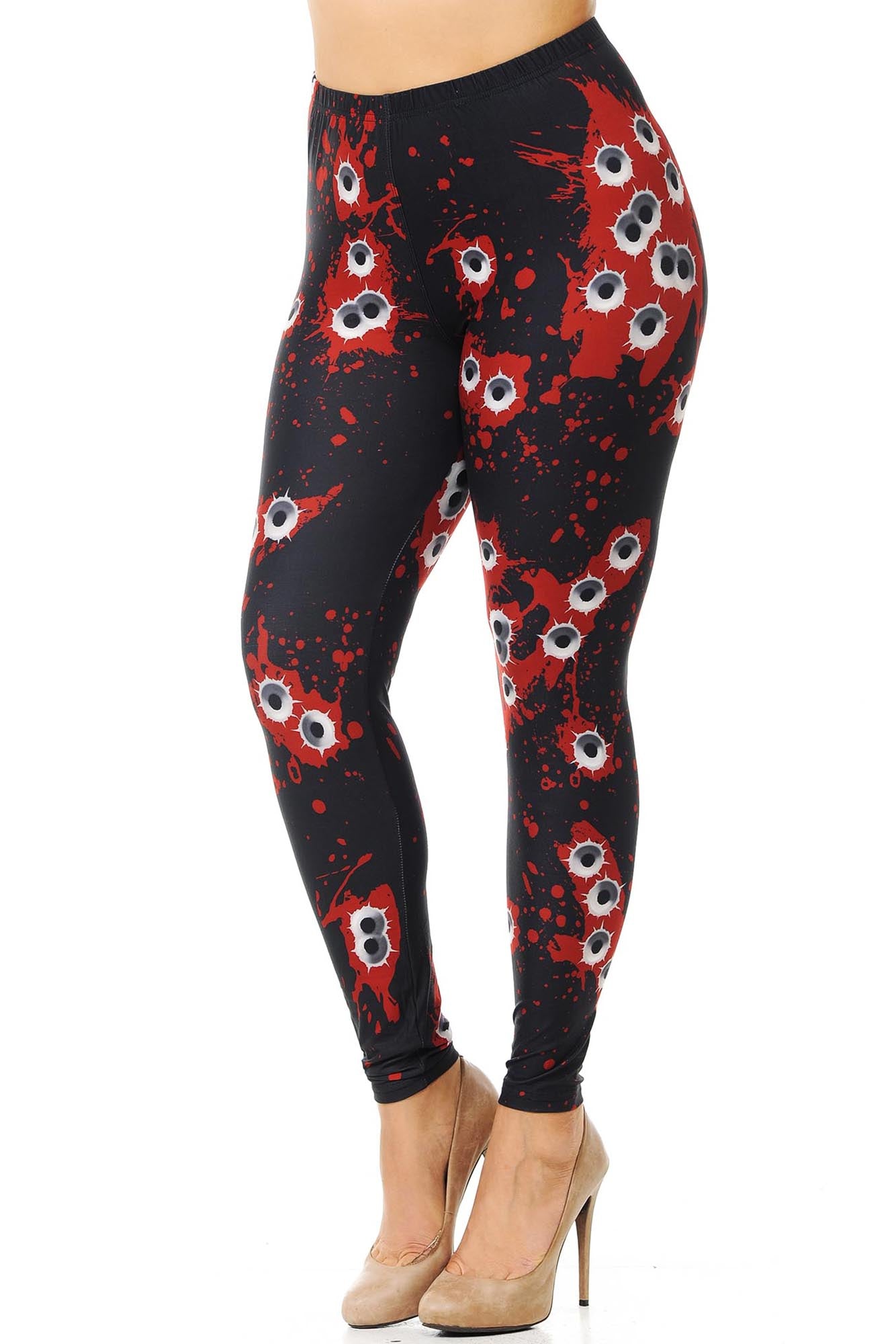 Plus Size - Creamy Soft Women's Laser Print Skin Smoothing Fashion Print Leggings - Drive by Shooting