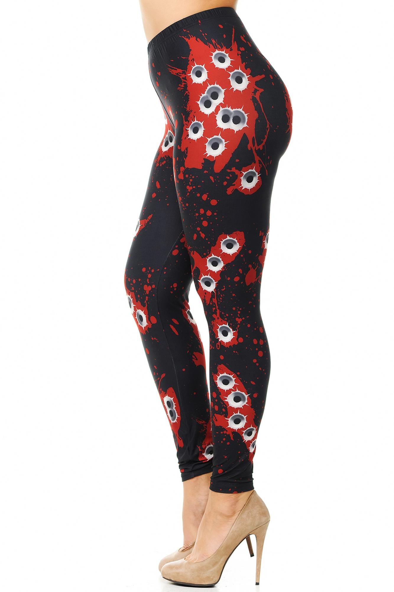 Plus Size - Creamy Soft Women's Laser Print Skin Smoothing Fashion Print Leggings - Drive by Shooting