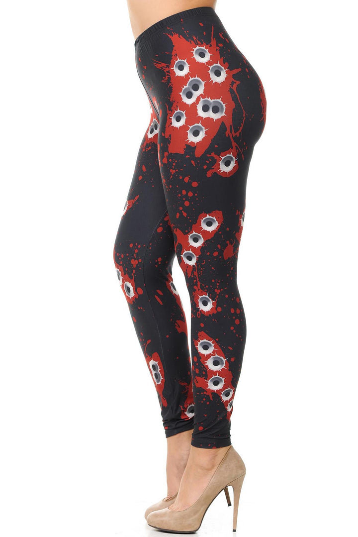 Plus Size - Creamy Soft Women's Laser Print Skin Smoothing Fashion Print Leggings - Drive by Shooting