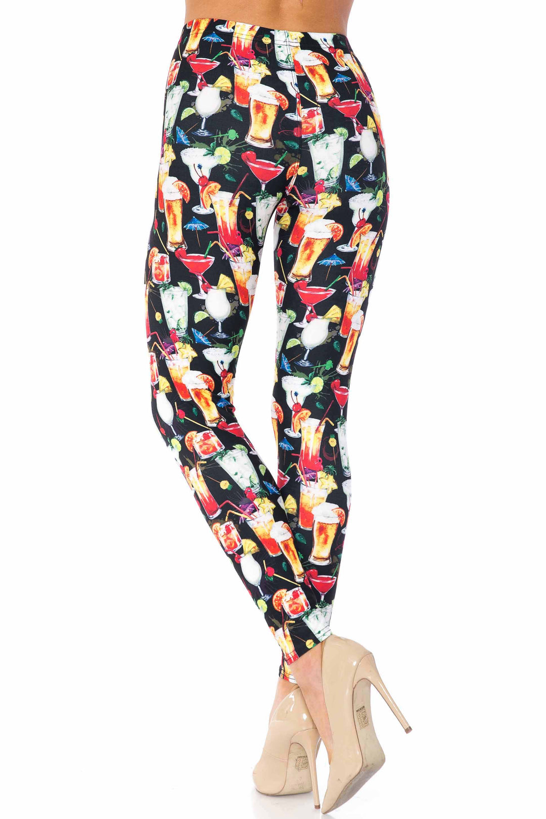 Creamy Soft Premium Women's Leggings Tropical Cocktails Plus Size, High Rise, Stretchy & Breathable, Comfortable Fit - by USA Fashion