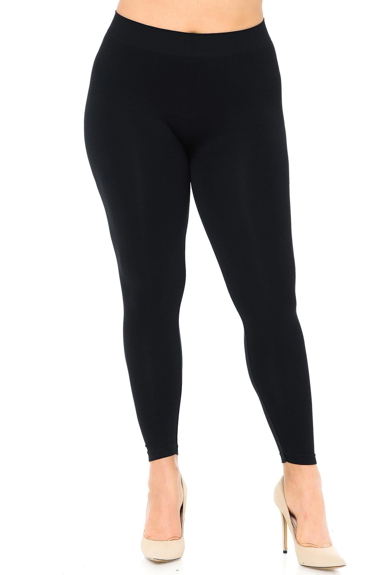 Premium Nylon Spandex Solid Basic Leggings - Plus Size - 1XL 2XL 3XL