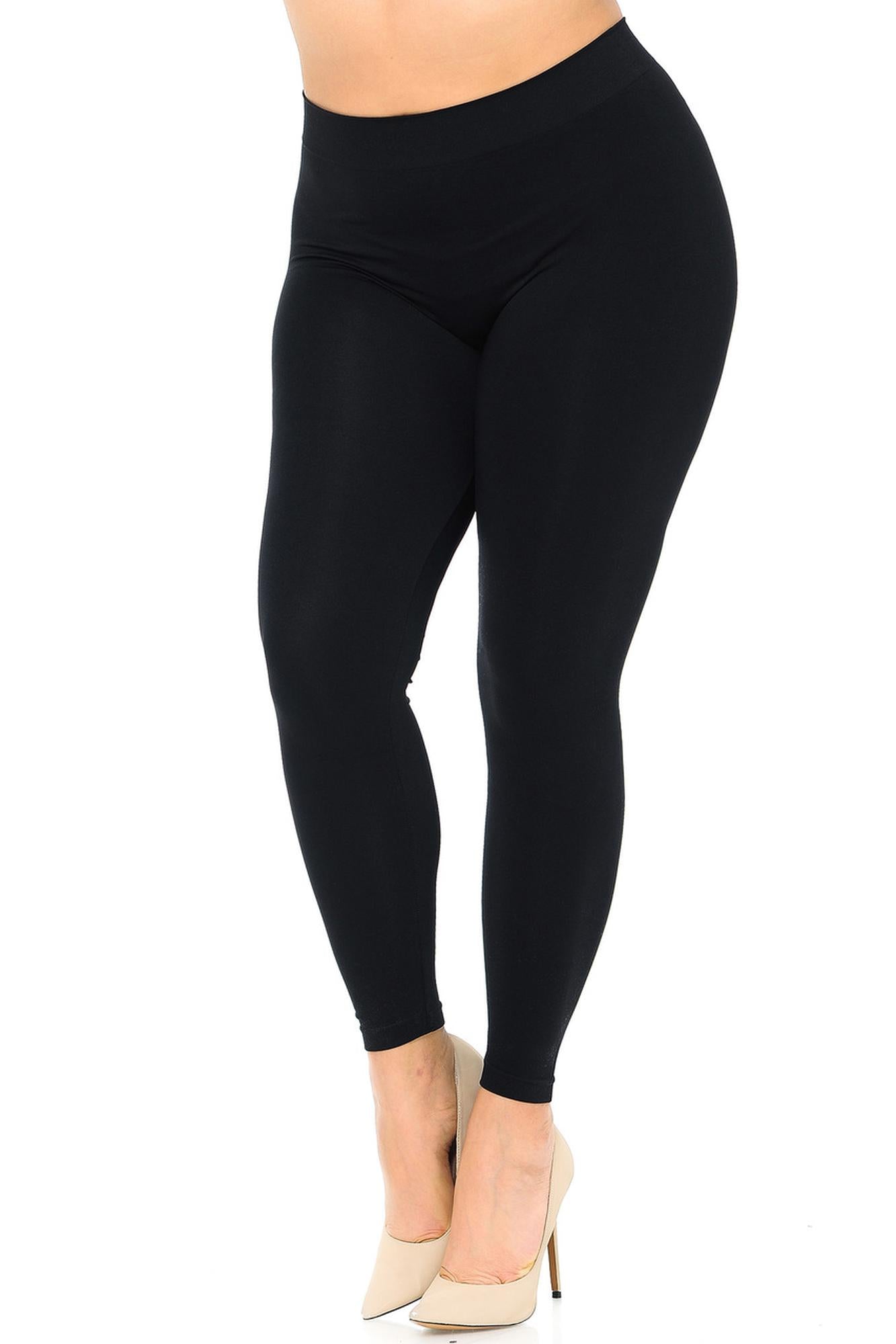 Premium Nylon Spandex Solid Basic Leggings - Plus Size - 1XL 2XL 3XL
