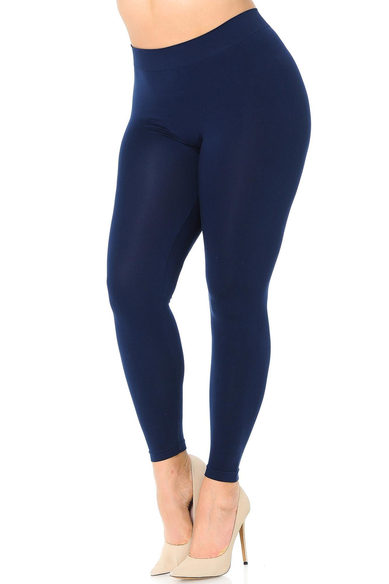 Premium Nylon Spandex Solid Basic Leggings - Plus Size - 1XL 2XL 3XL