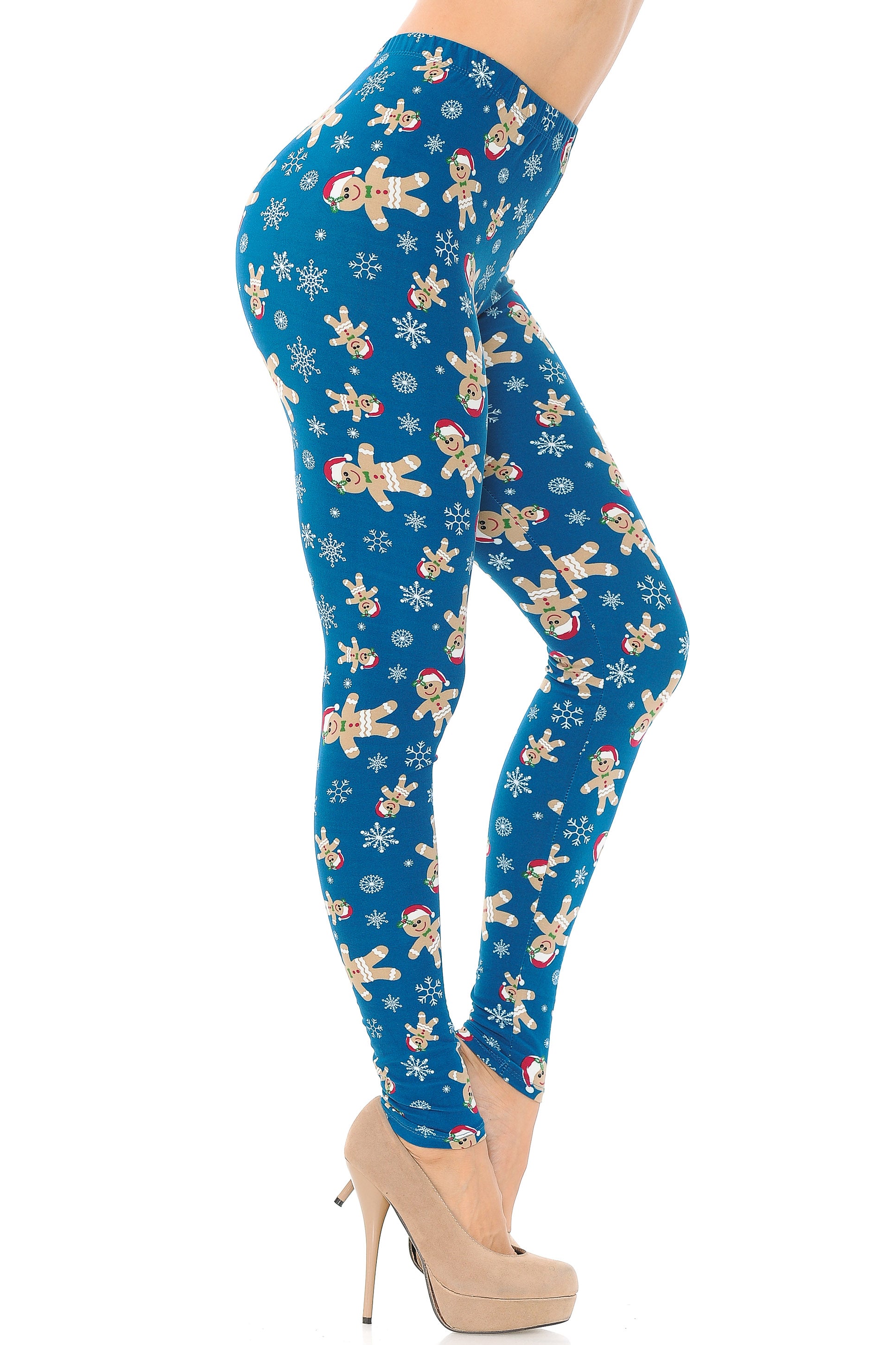 Buttery Soft Christmas Cookies and Snowflakes Plus Size Leggings (One Size Plus,Teal)